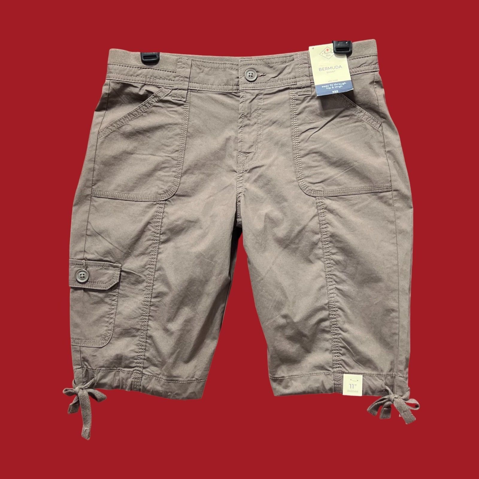 Other St John's Bay - Women's Mid-Rise Cargo Bermuda Short - Brown Size 27" / US 4 / IT 40 - 1 Thumbnail