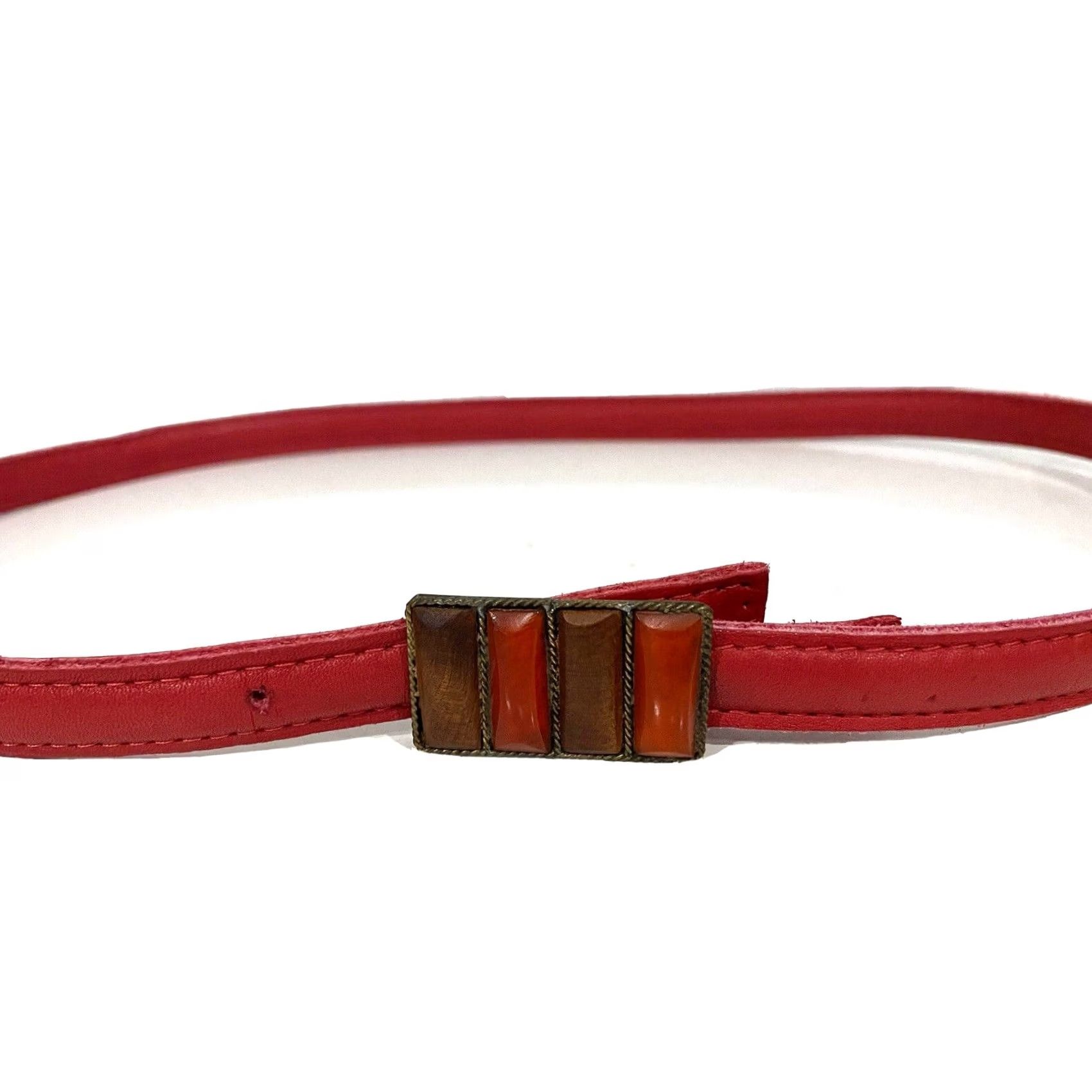 Arrow VINTAGE Motif 56 Women’s Belt Red Leather Skinny Narrow Sz S Belt Women Red Leather Skinny Negotiate? Size ONE SIZE - 2 Thumbnail