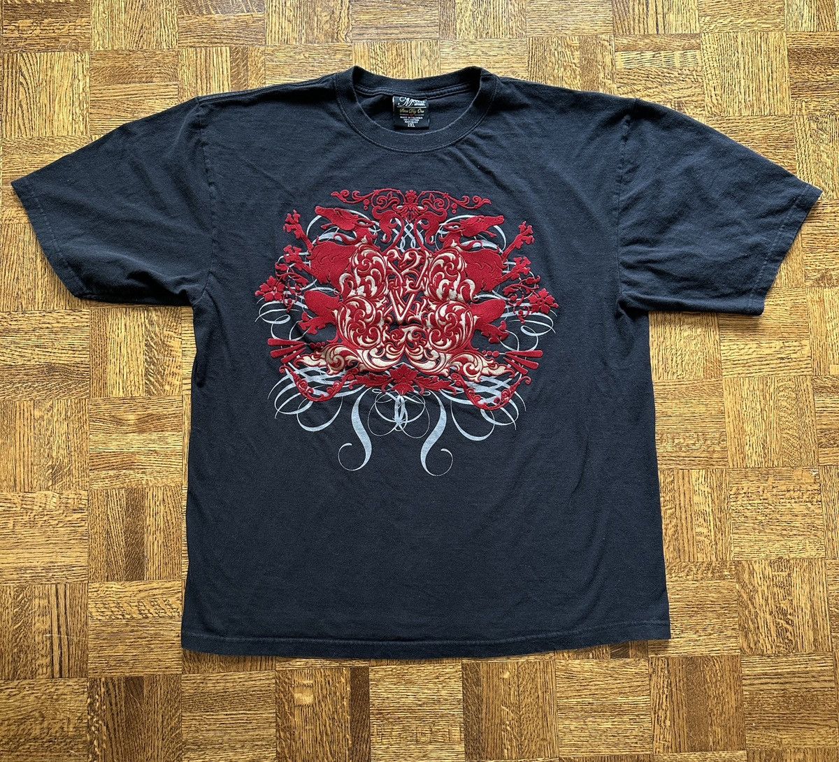 Mecca Vintage Y2K Mecca Apparel Felt Graphic Tee Size US XXL / EU 58 / 5 - 1 Thumbnail