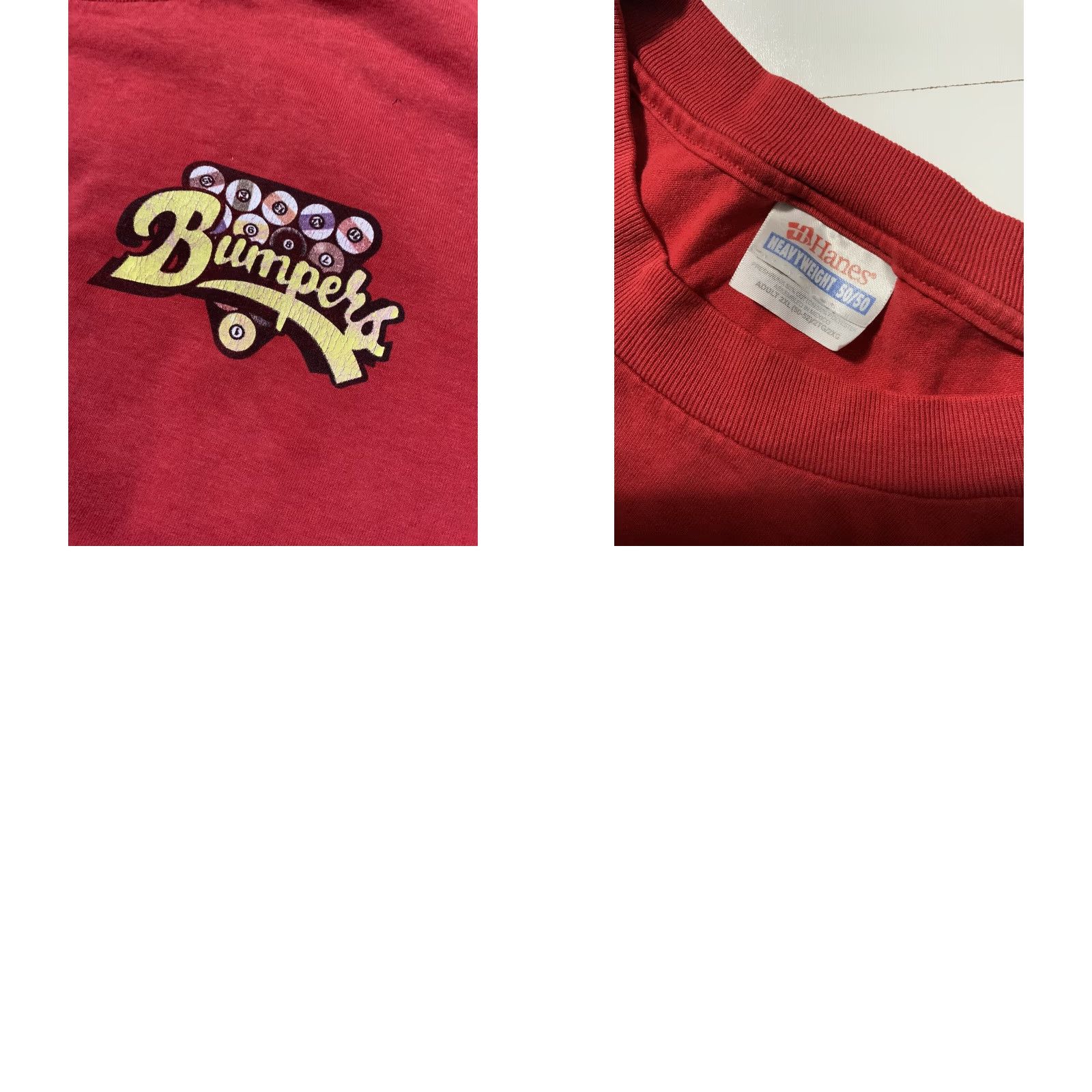 Hanes VINTAGE Bumpers Bumper Pool Cue Sport Red 8 Ball 2 Sided Graphic T-Shirt Sz. 2XL Mens Red Sports 8 Ball Shirt Size US XXL / EU 58 / 5 - 8 Thumbnail