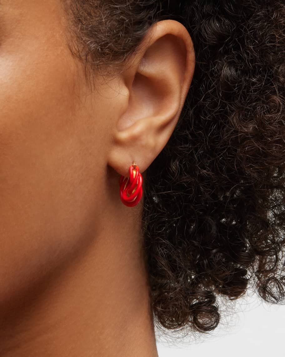 Bottega Veneta BOTTEGA VENETA Pillar twisted red silver hoop earrings q Size ONE SIZE - 3 Thumbnail