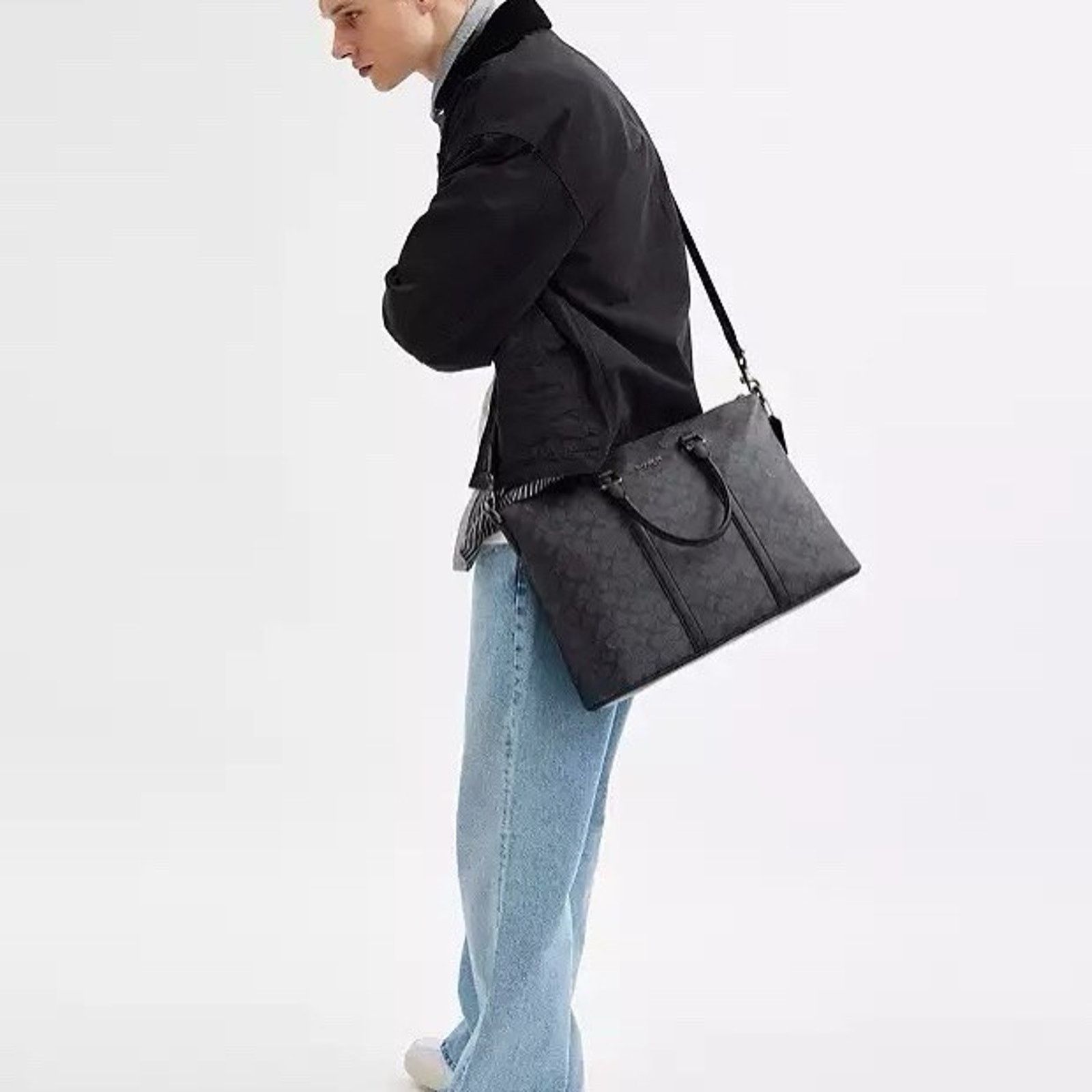 Coach NWT COACH Caleb Work Bag CY770 Gunmetal/Charcoal/Black Size ONE SIZE - 8 Thumbnail