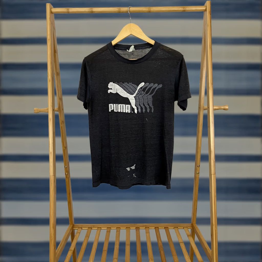 Puma VTG Puma 80s Grunge Distressed Faded 50/50 T-Shirt M Black Short Sleeve Shirt Mens Size US M / EU 48-50 / 2 - 1 Thumbnail