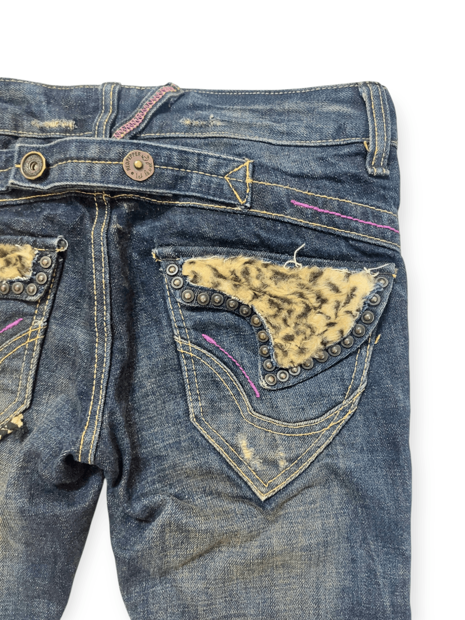 If Six Was Nine 🔥Red Peppers Flare Studded Fax Fur JAPAN Market Size 26" / US 2 / IT 38 - 10 Thumbnail