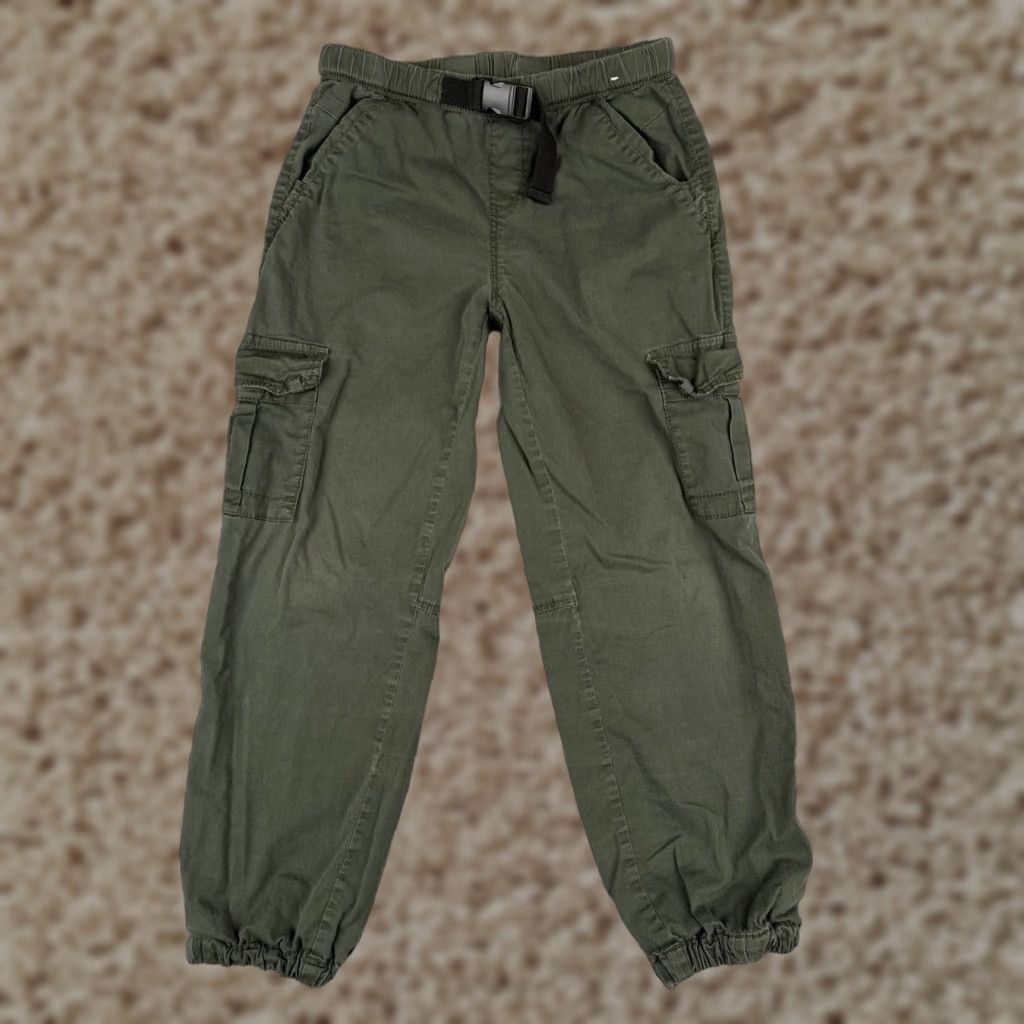 Vintage UNIONBAY Women's Cargo Jogger Pants Size 3 Green Tapered Denim 5-Pocket Belted Regular Fit Size 26" / US 2 / IT 38 - 1 Thumbnail