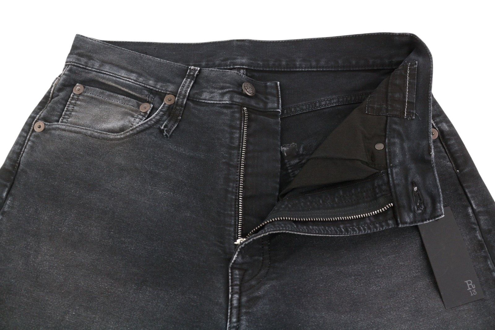 R13 X-BF 26 Black Garment Dyed Moleskin Cropped FW25 86531 Size 26" / US 2 / IT 38 - 4 Thumbnail