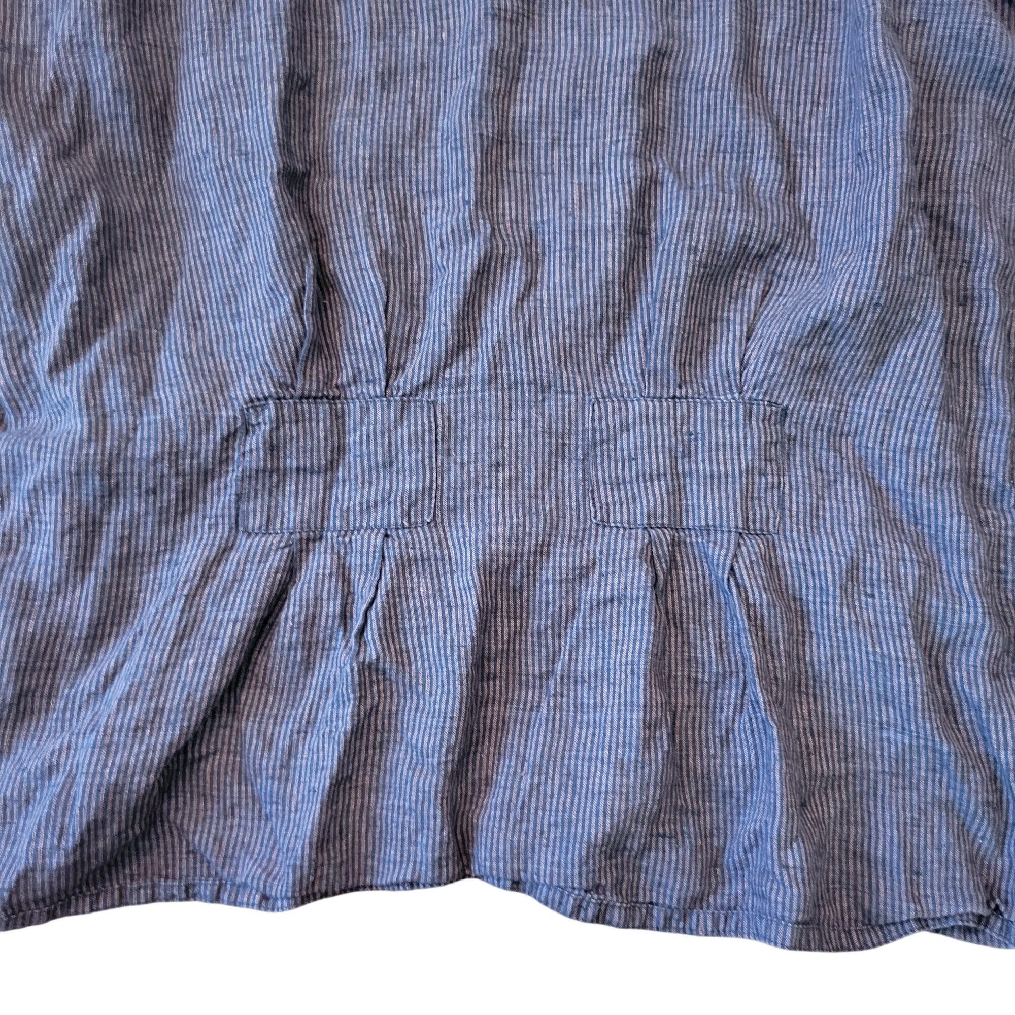 FLAX Flax Angelheart L Black Gray Stripe Linen Button Up Jacket P Size L / US 10 / IT 46 - 2 Thumbnail