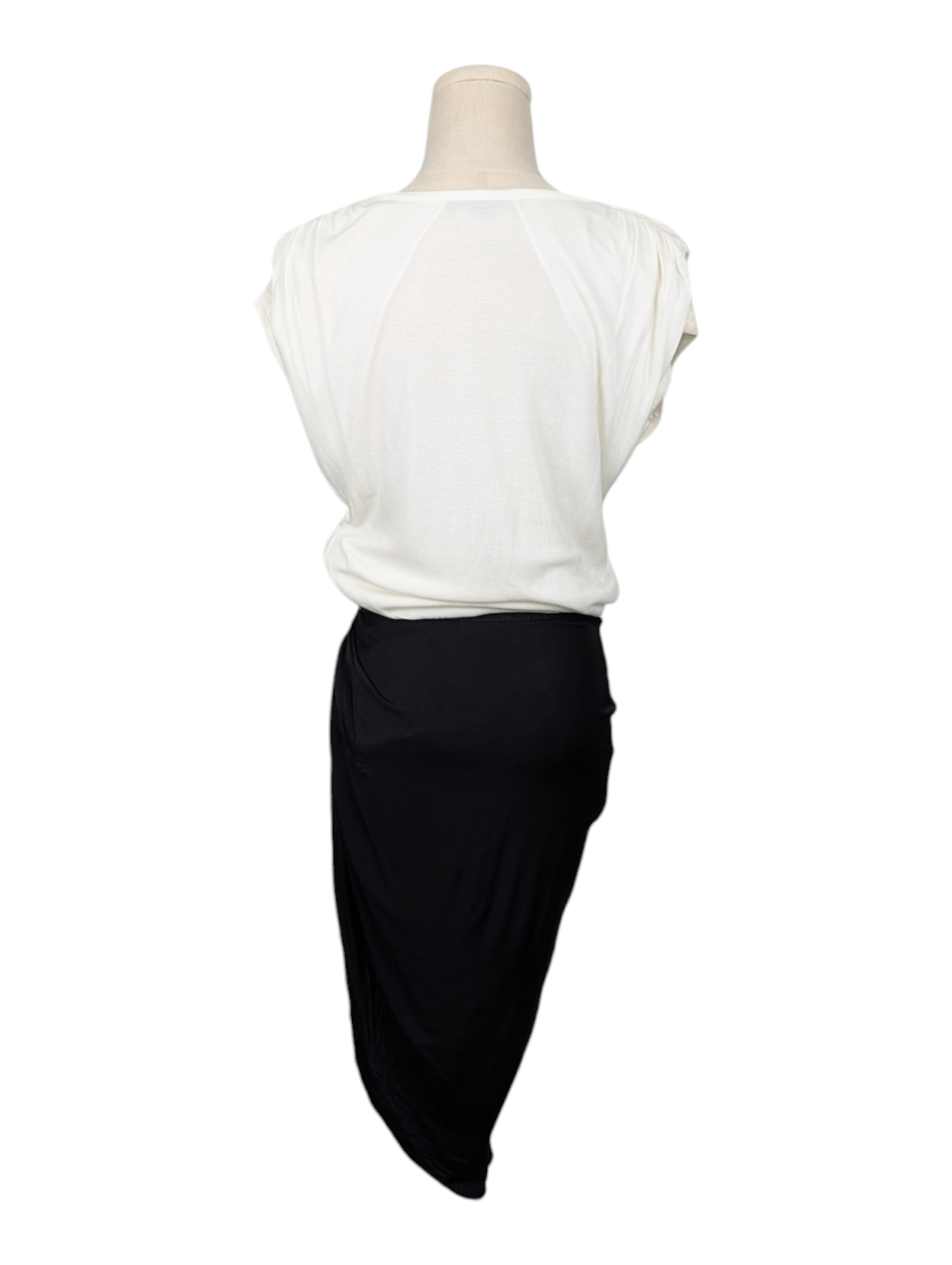 Alexander Wang White Cap Sleeve and Black Draped Dress Size XS / US 0-2 / IT 36-38 - 2 Thumbnail