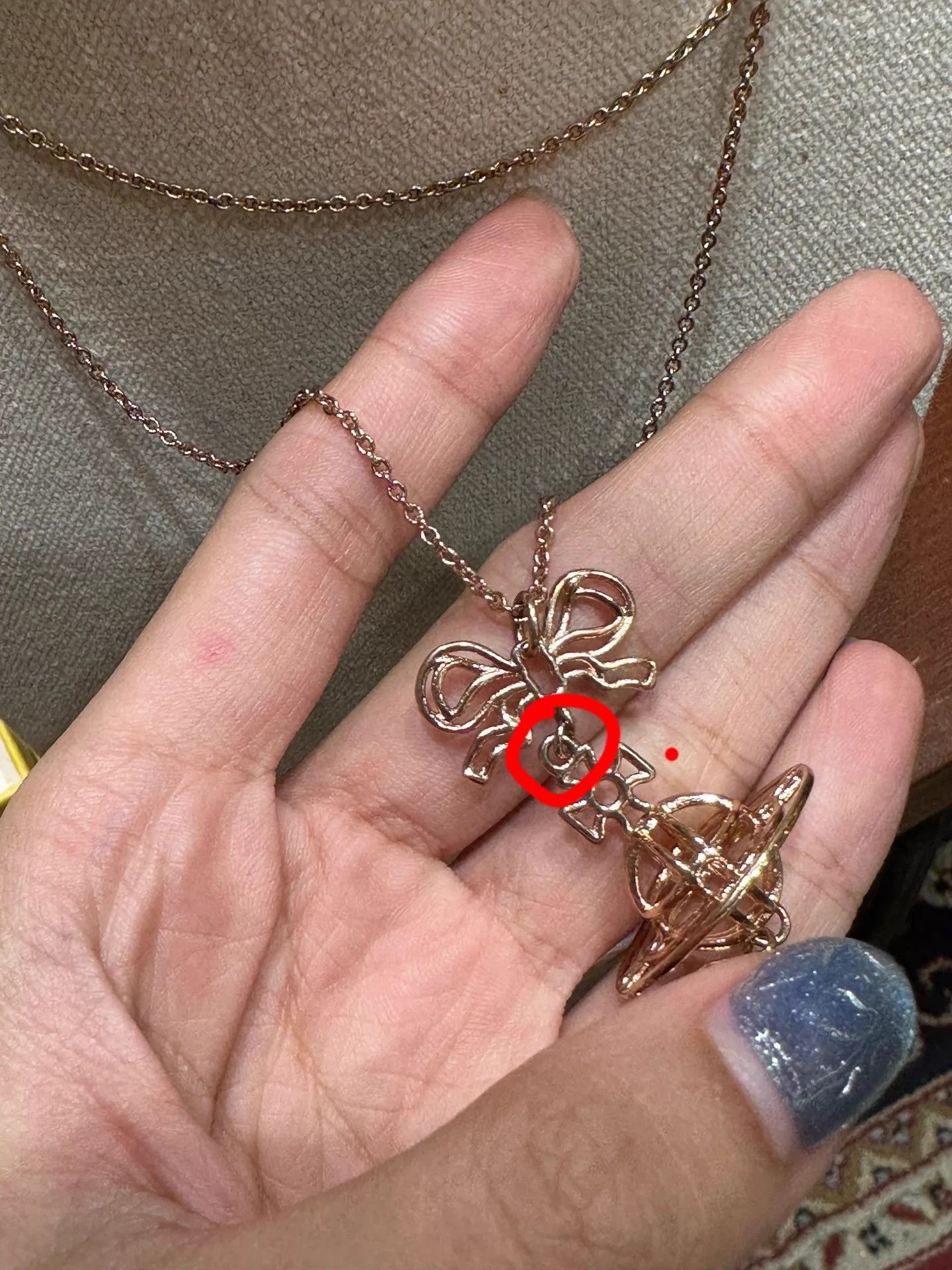 Vivienne Westwood VW2013SSRoseGold3DBowOrbSaturnDropNecklaceRare Size ONE SIZE - 3 Thumbnail