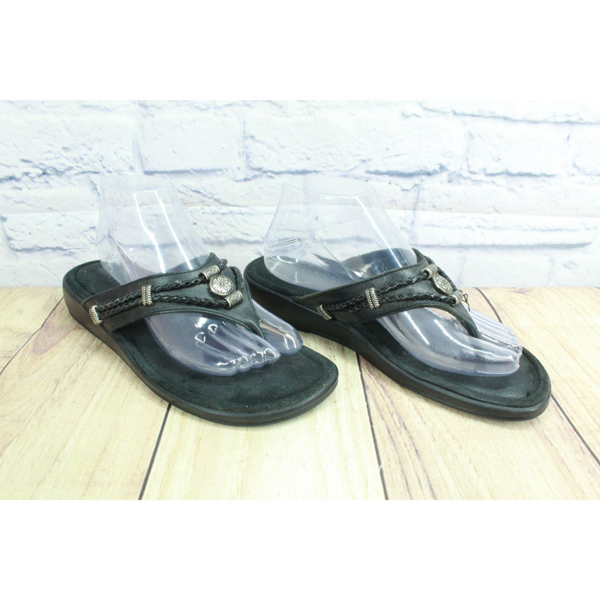 Minnetonka Minnetonka Silverthorne Black Leather Sandals Size 9 Size US 9 / IT 39 - 3 Thumbnail