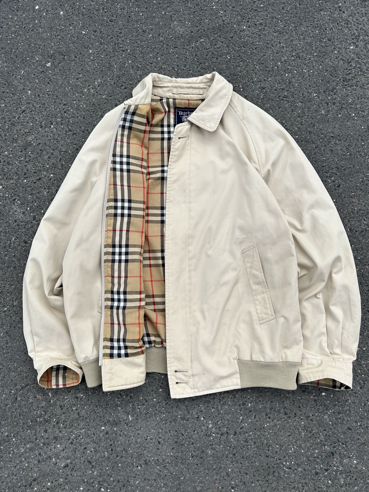 Vintage 90s Burberry Nova Check Lined Leather Jacket Size L main image 1