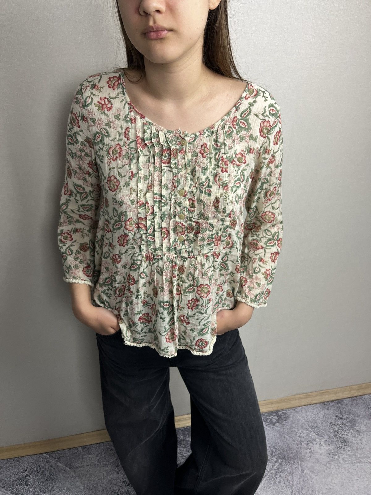 Denim & Supply Ralph Lauren × Polo Ralph Lauren × Ralph Lauren Denim & Supply Ralph Lauren Boho Floral Womens Blouse Top Size M / US 6-8 / IT 42-44 - 2 Thumbnail