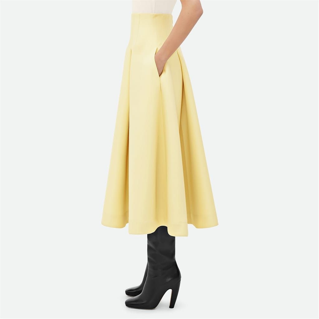 Bottega Veneta Bottega Veneta Pleated Wide Midi Skirt in Yellow Size 38" / US 16 / IT 52 - 5 Thumbnail