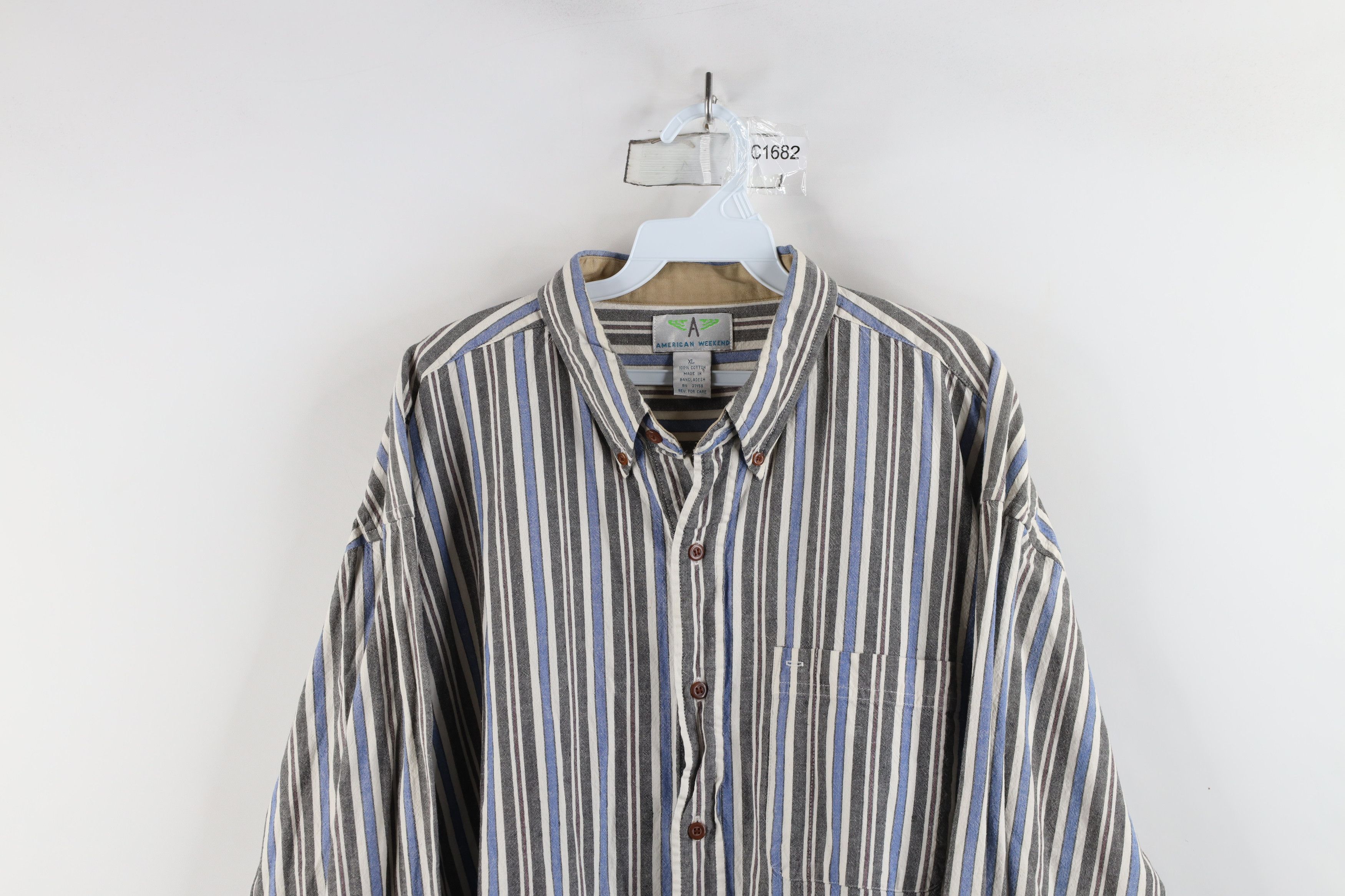 Vintage Vintage 90s Streetwear Striped Collared Button Down Shirt Size US XL / EU 56 / 4 - 2 Thumbnail