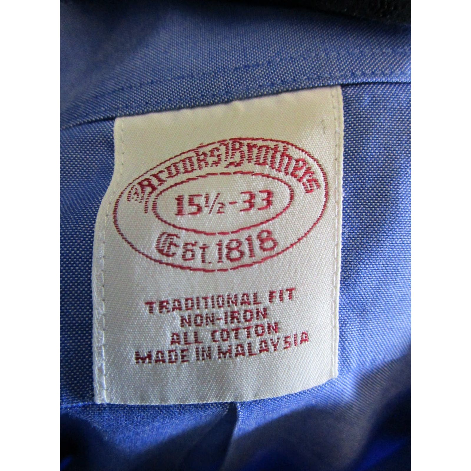 Brooks Brothers Brooks Brothers Dress Shirt Mens 15.5 Blue Cotton Button Up Shirt Size 40R - 3 Thumbnail