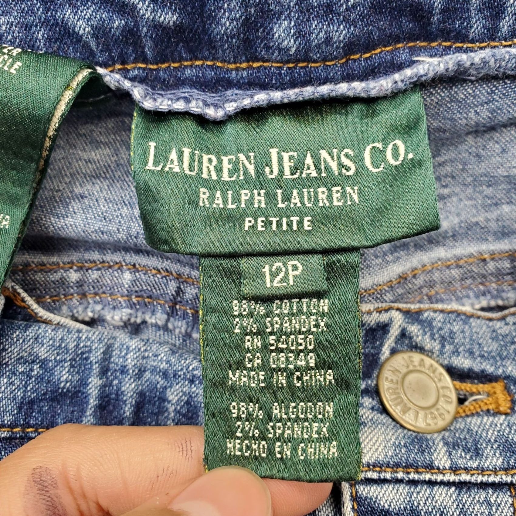 Denime Lauren Jeans Co. Cropped Jeans Womens 12P Blue Denim Straight Fit Ankle Slit Jeans Womens 12P Blue Denim Straight Crop Slit Size 34" / US 12 / IT 48 - 7 Thumbnail