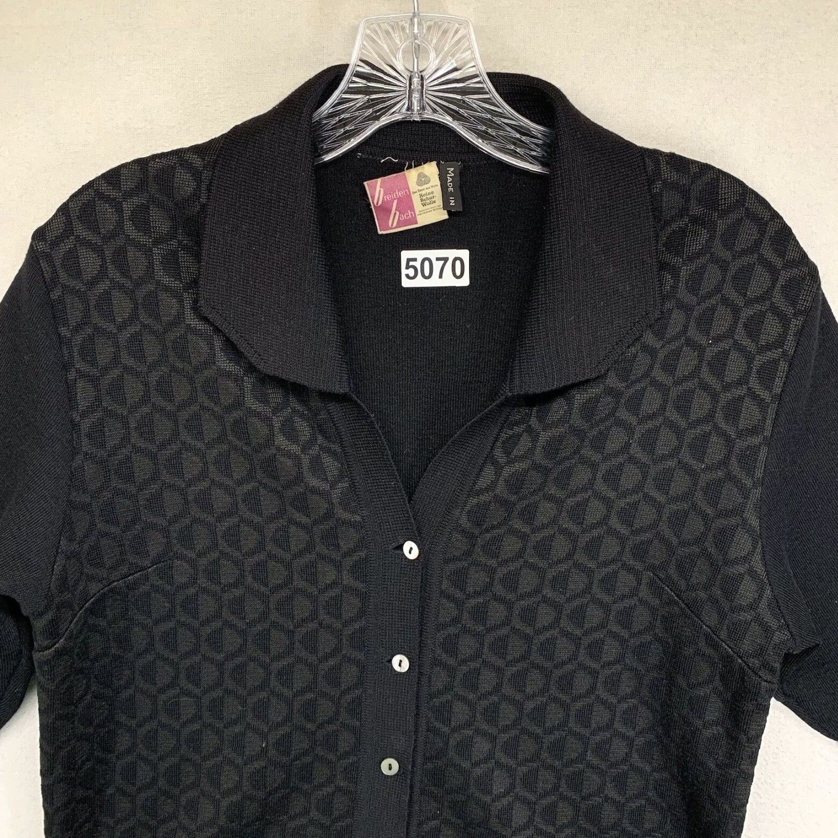 Vintage Vintage German Collard Knit Cardigan Sweater Breiden Bach Black Geometric XS Size XS / US 0-2 / IT 36-38 - 4 Thumbnail