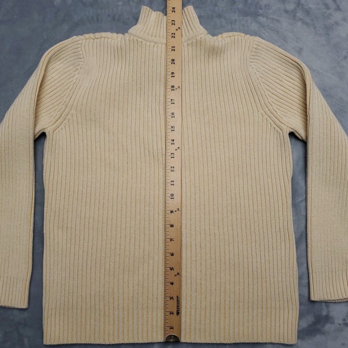 Vintage VINTAGE Karen Scott Sweater Womens M Yellow 100% Cotton Henley Button Top Retro Classic Knit Cable-Knit Womens Size M / US 6-8 / IT 42-44 - 5 Thumbnail