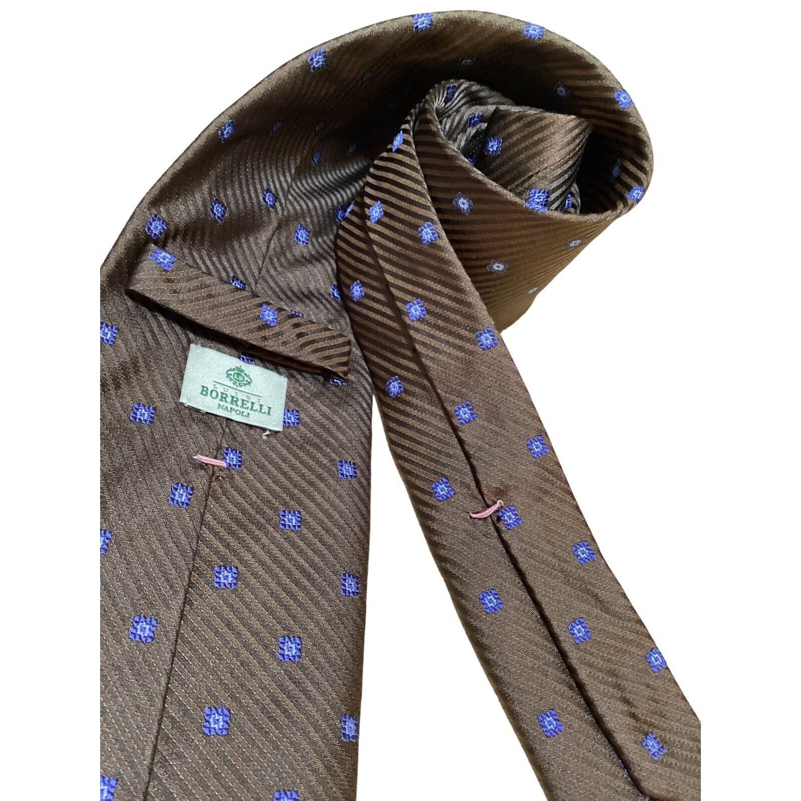 Luigi Borrelli LUIGI BORRELLI NAPOLI Brown Geometric Silk Tie Made In Italy Size ONE SIZE - 3 Thumbnail