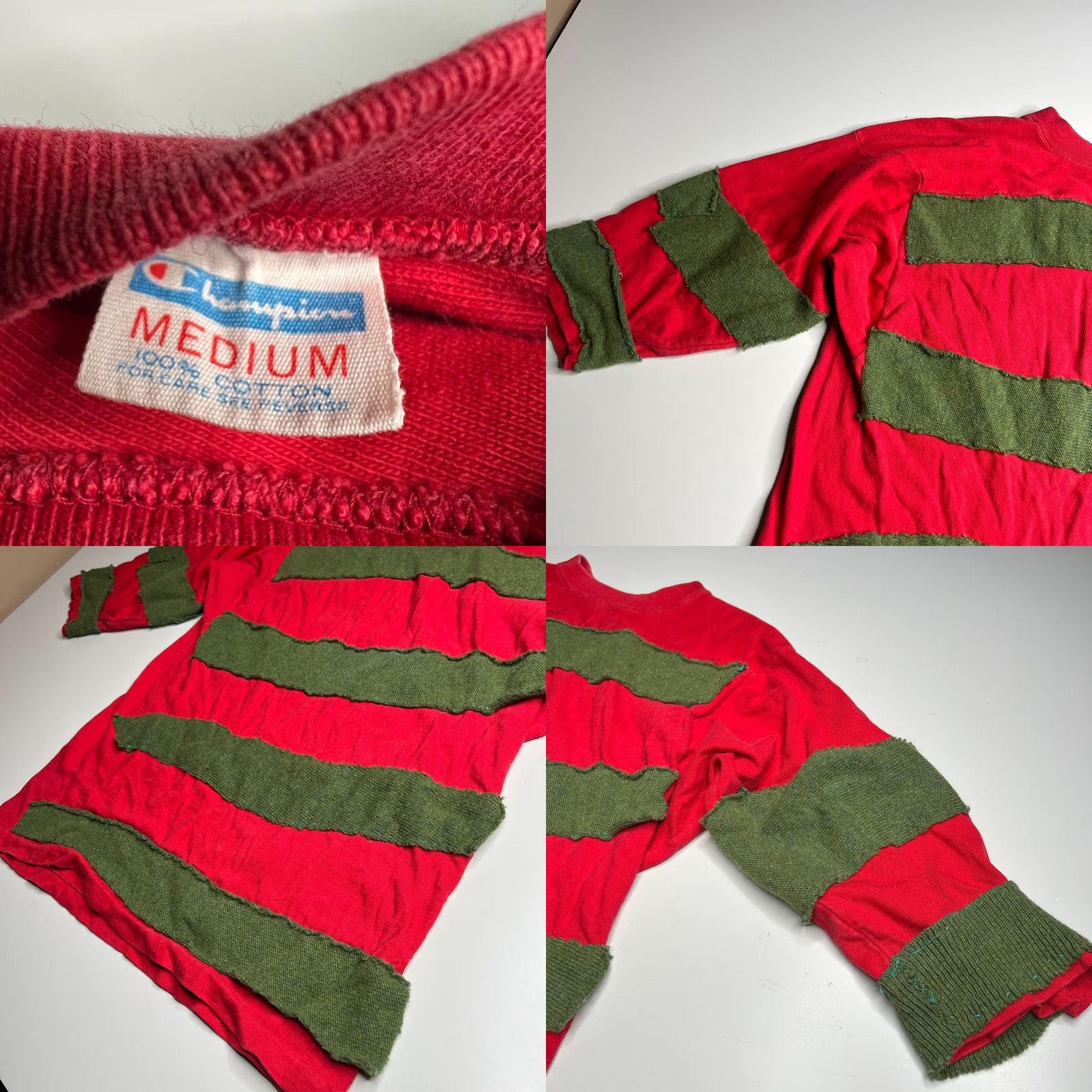 Champion VINTAGE Champion Horror 90s Style Shirt MEN M Red Cotton USA Single Stitch Crew Neck Long Sleeve Size US M / EU 48-50 / 2 - 8 Thumbnail