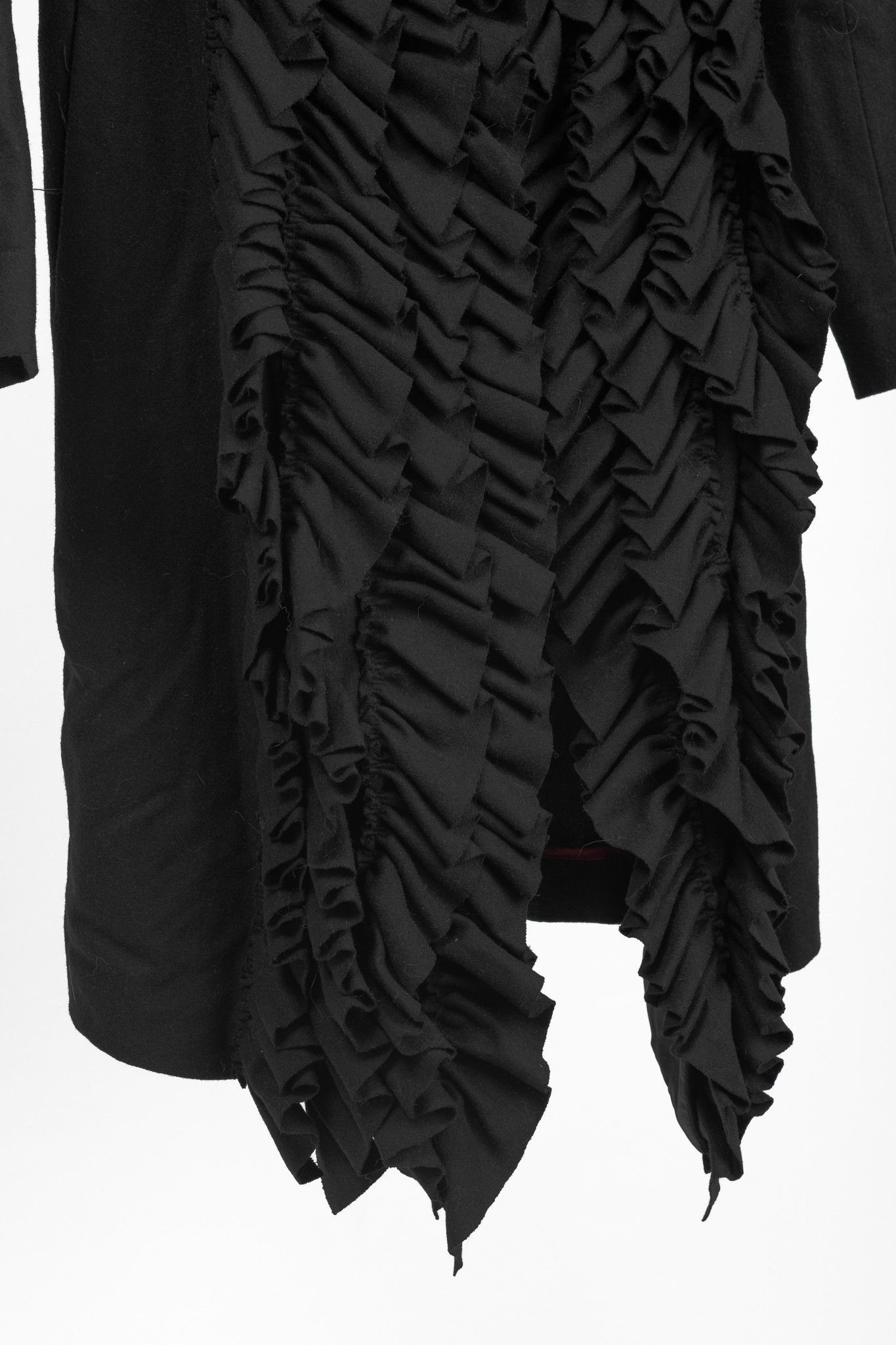 Other Sinclaire 10 Black Wool Ruffled-Front Coat Size S / US 4 / IT 40 - 17 Thumbnail