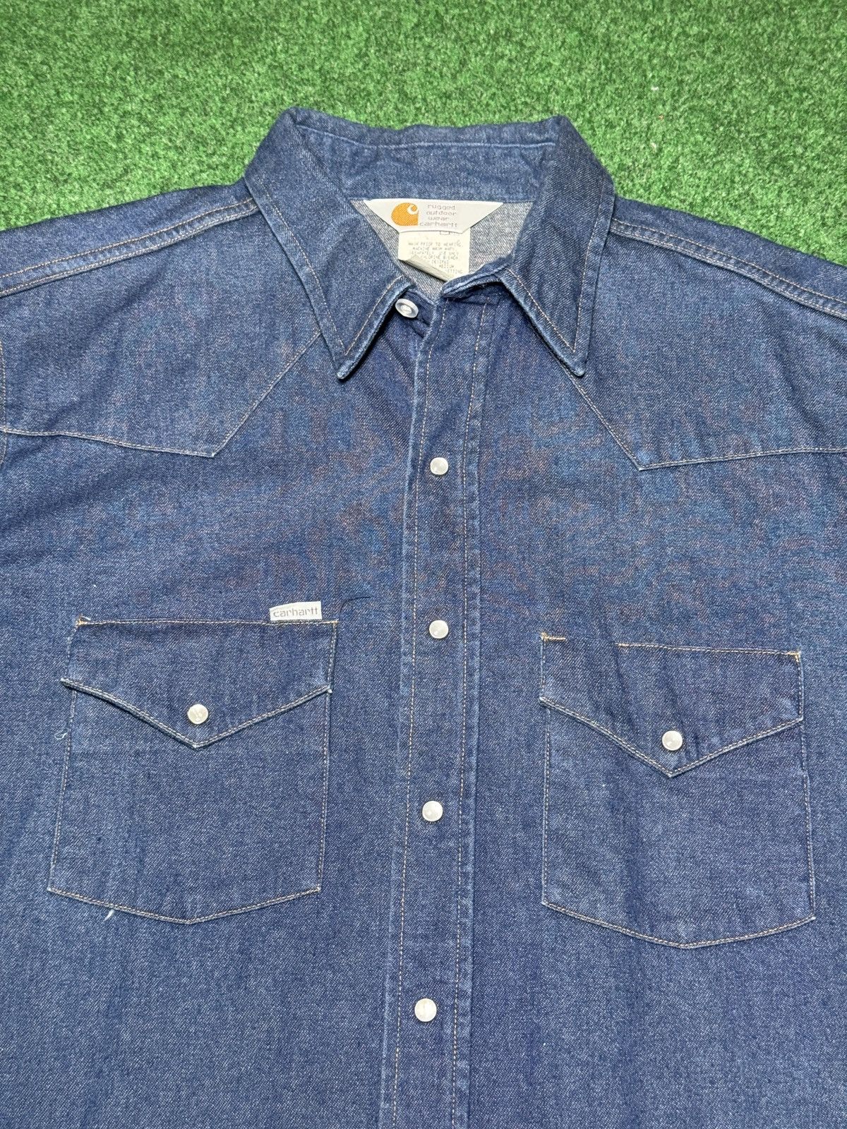 Carhartt Vintage 90s Carhartt Pearl Snap Denim Western XL/XXL Shirt Size US XXL / EU 58 / 5 - 2 Thumbnail