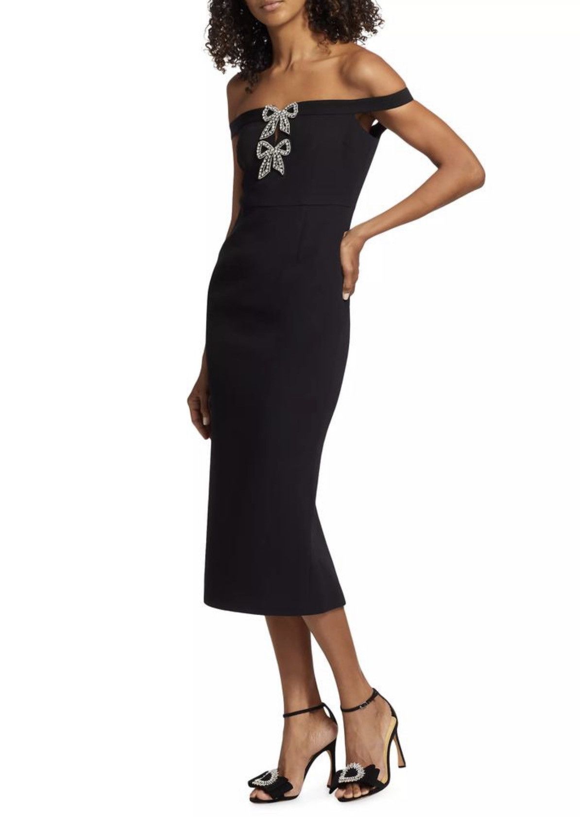 Self-Portrait Self Portrait Bow Crepe Off-the-Shoulder Midi Dress size 2 Size XS / US 0-2 / IT 36-38 - 4 Thumbnail