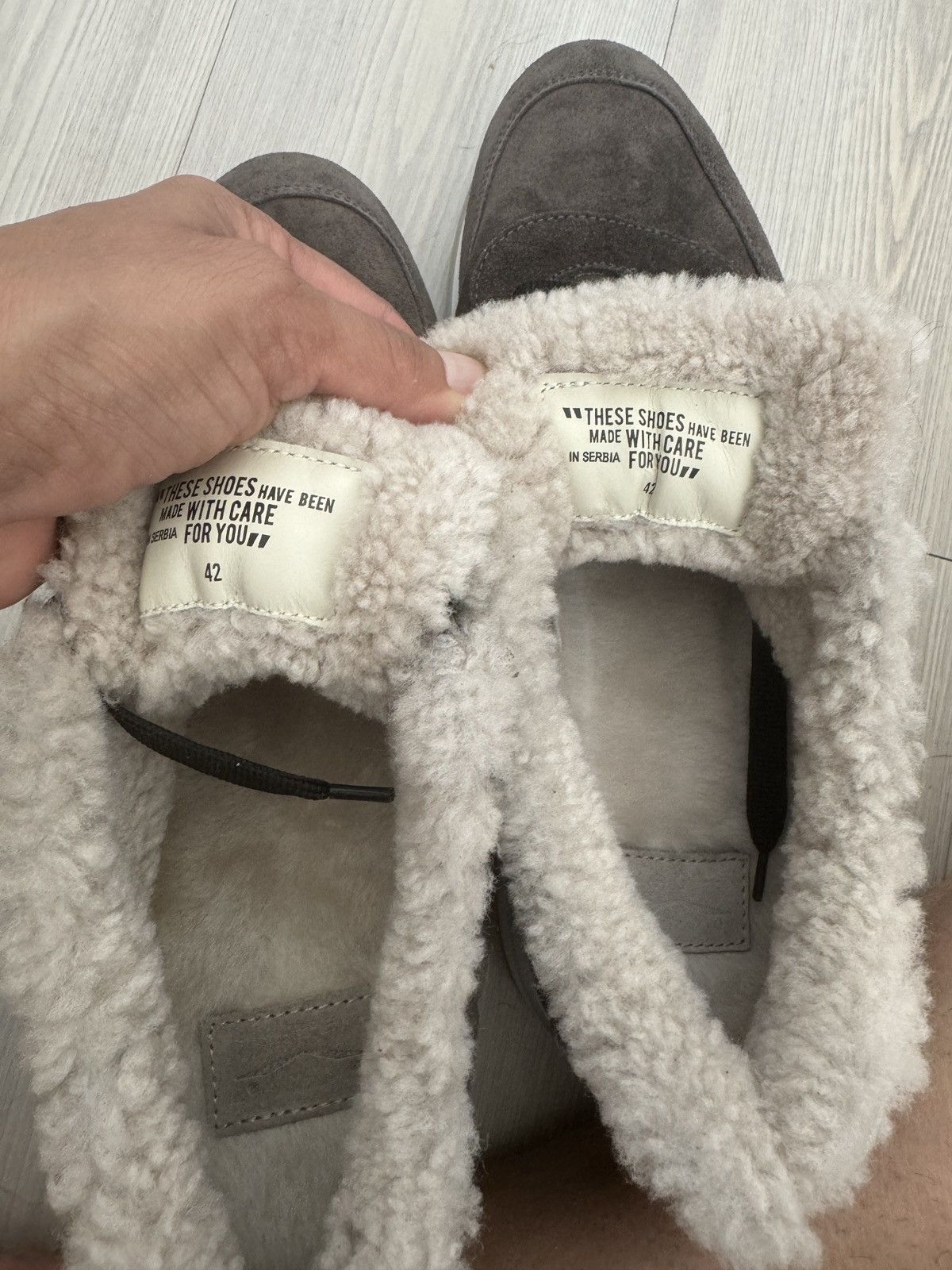 Other Voile Blanche Maran Genuine Shearling & Suede Sneaker Size US 12 / IT 42 - 10 Thumbnail