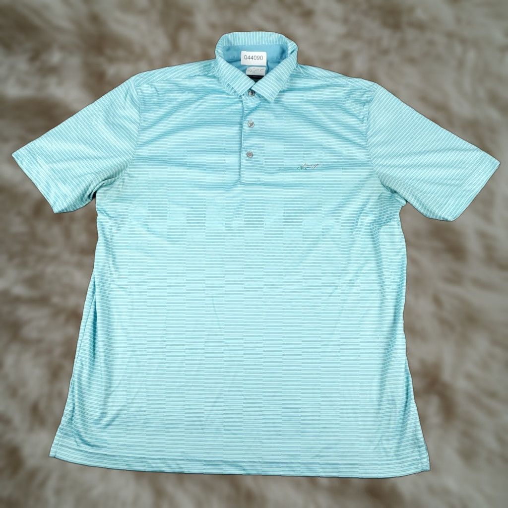 Vintage VINTAGE Greg Norman Polo Shirt Mens L Blue Striped Shark Polo Shirt Adult Large Blue Striped Shark Brand Sports Mens Size US L / EU 52-54 / 3 - 1 Thumbnail