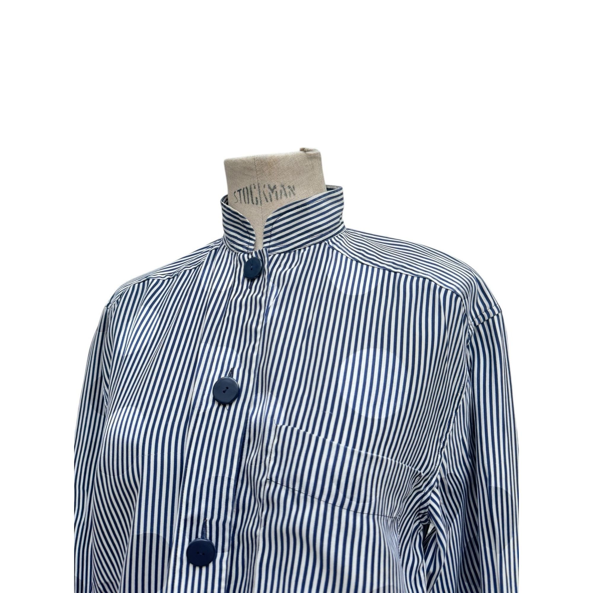 Yves Saint Laurent Vintage Striped and Circle Silk Shirt Size L / US 10 / IT 46 - 2 Thumbnail