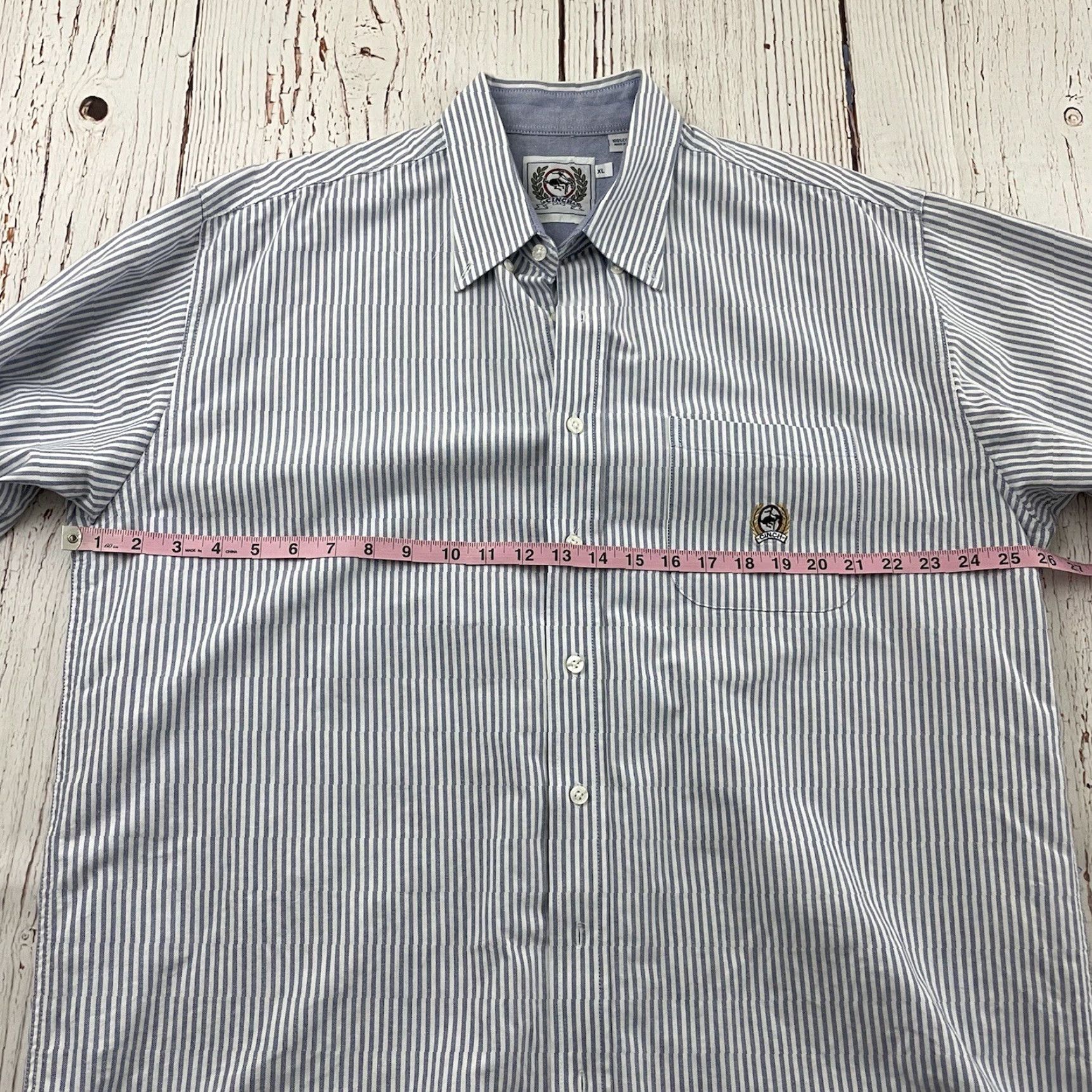 Vintage Cinch Striped Long Sleeve 100% Cotton Button Front Shirt XL Blue White Mens Shirt Size US XL / EU 56 / 4 - 5 Thumbnail