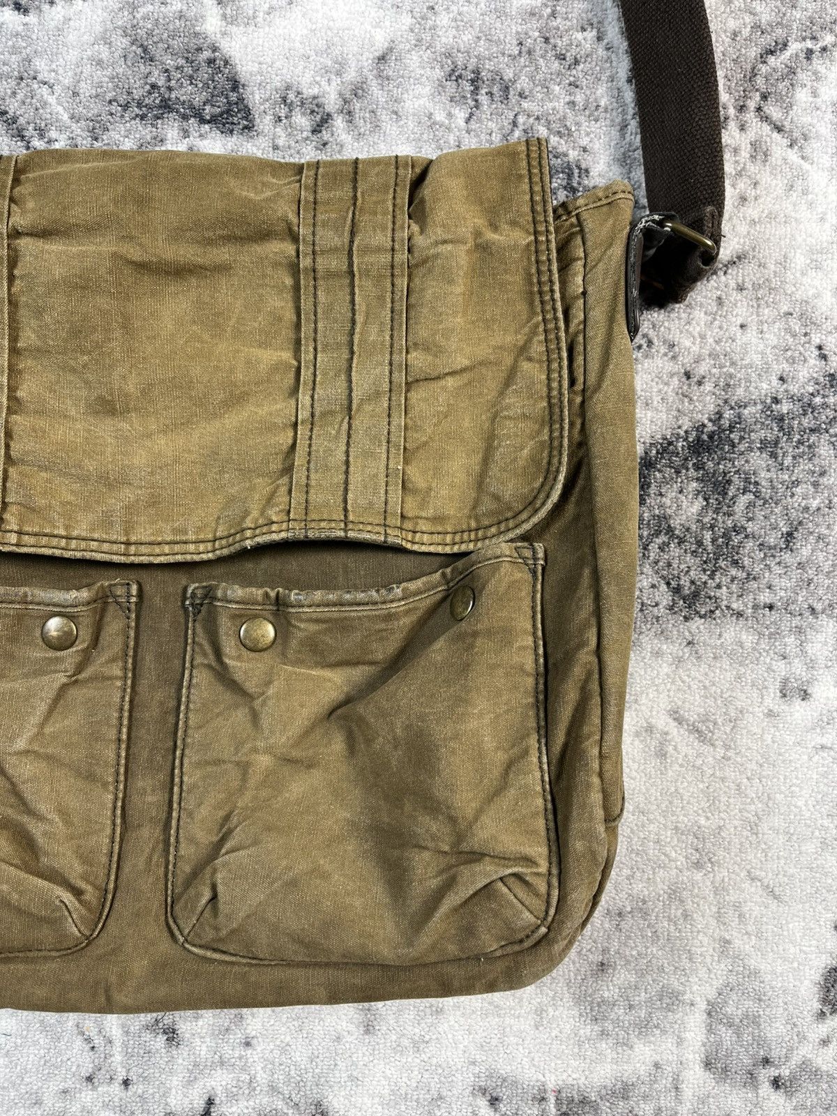Other Vintage Canvas Messenger Bag Distressed Brown Large Size ONE SIZE - 5 Thumbnail