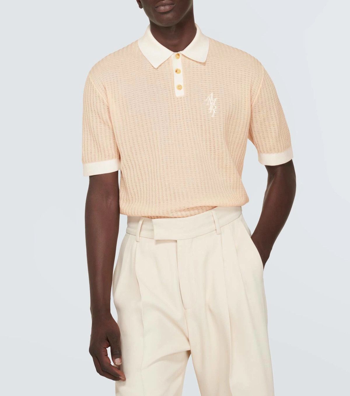 Amiri o1y0525 Logo Polo Shirt in Light Pink/White Size US XS / EU 42 / 0 - 4 Thumbnail
