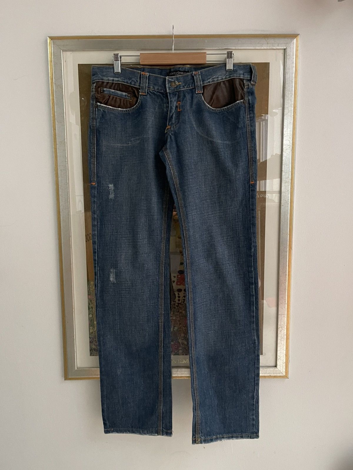 Dolce & Gabbana Dolce Gabbana Low Rise Jeans hybrid leather y2k Size 32" / US 10 / IT 46 - 2 Thumbnail