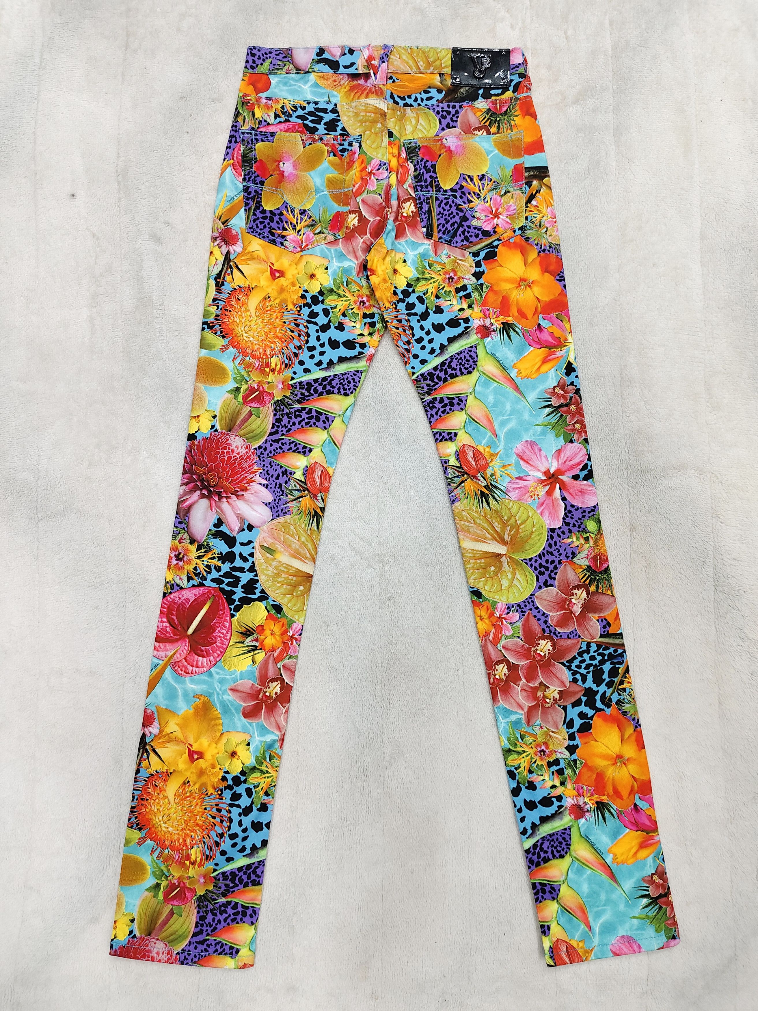 Versace Jeans Couture Versace❤️‍🔥Archive Y2k Tropical Floral Leopard Print Slim Size 28" / US 6 / IT 42 - 4 Thumbnail
