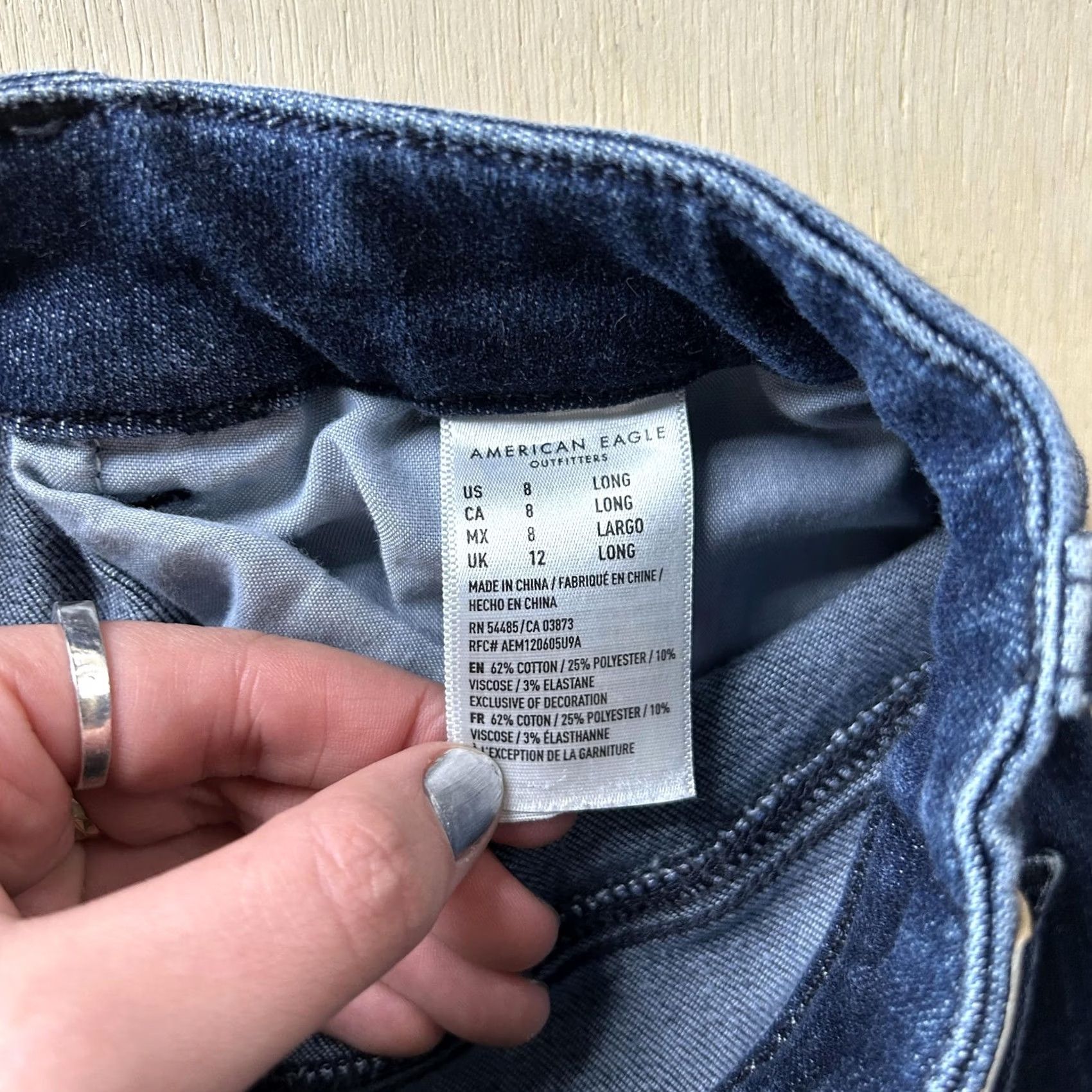 American Eagle Outfitters VINTAGE American Eagle Jeans Womens 8 Long High Rise Medium Wash Blue Skinny Next Level Stretch Size 30" / US 8 / IT 44 - 3 Thumbnail