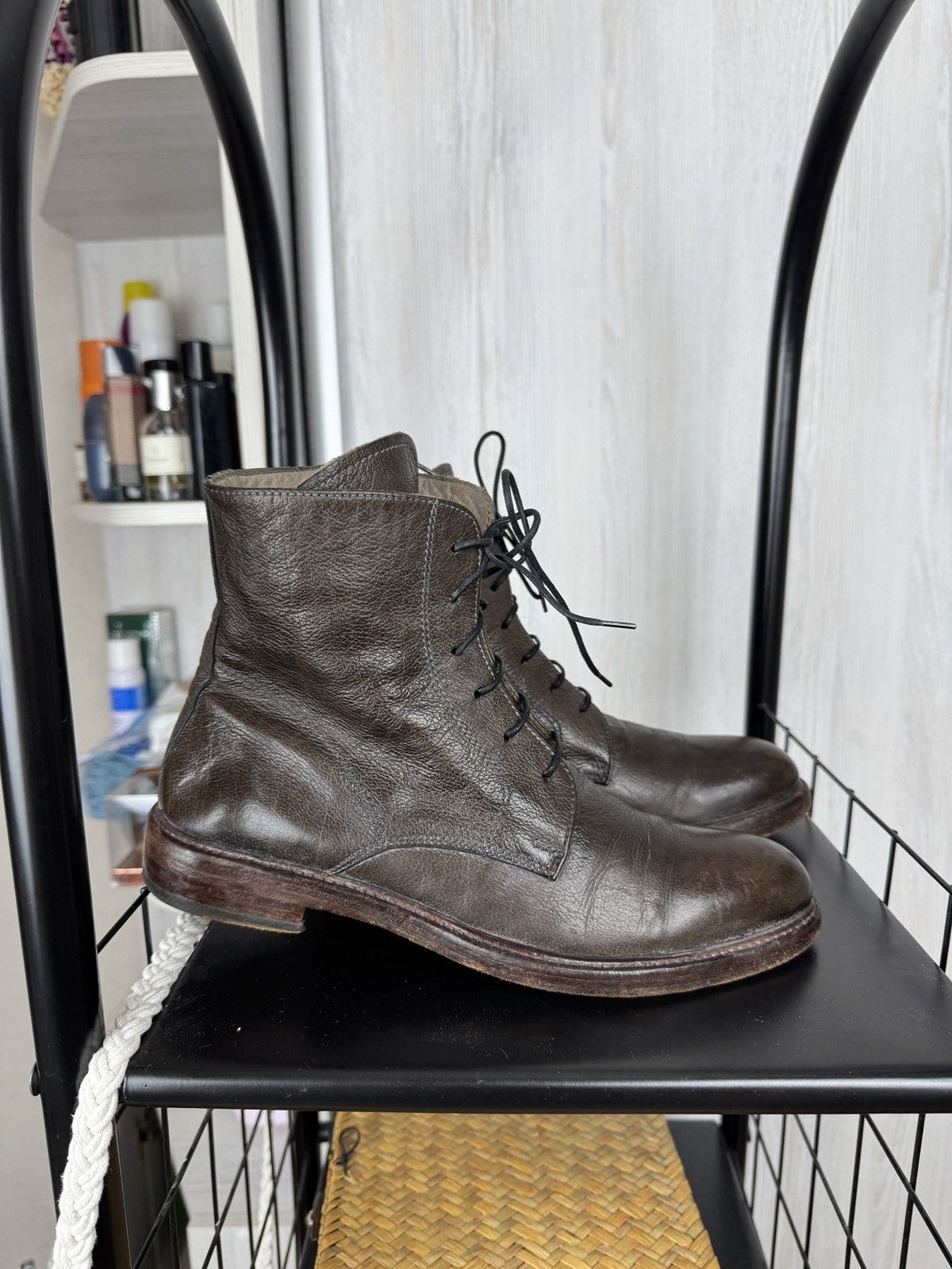 MoMA Moma Leather Laces Zipper Brown Ankle Boot Size US8 EU38 Size US 8 / IT 38 - 1 Thumbnail