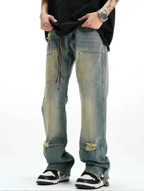 Japanese Brand Kato Vintage blue washed distressed men's ripped jeans Size US 32 / EU 48 - 1 Thumbnail