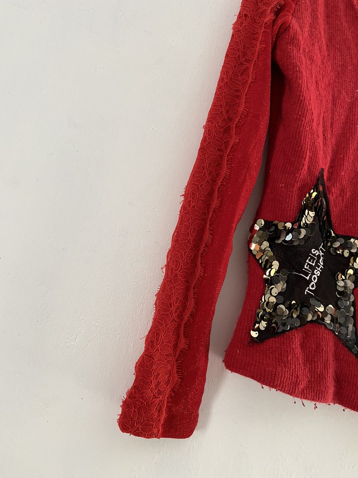 20471120 × Hysteric Glamour × Japanese Brand Echo star glitter distressed knit sweatshirt Size US M / EU 48-50 / 2 - 5 Thumbnail