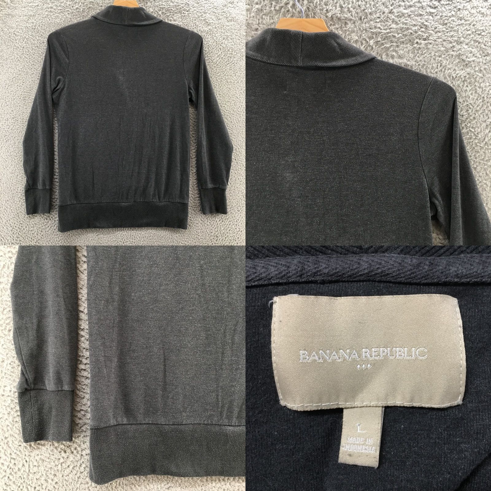 Banana Republic Banana Republic Henley Sweater Womens L Gray Cotton Blend Collared Long Sleeve Size L / US 10 / IT 46 - 9 Thumbnail