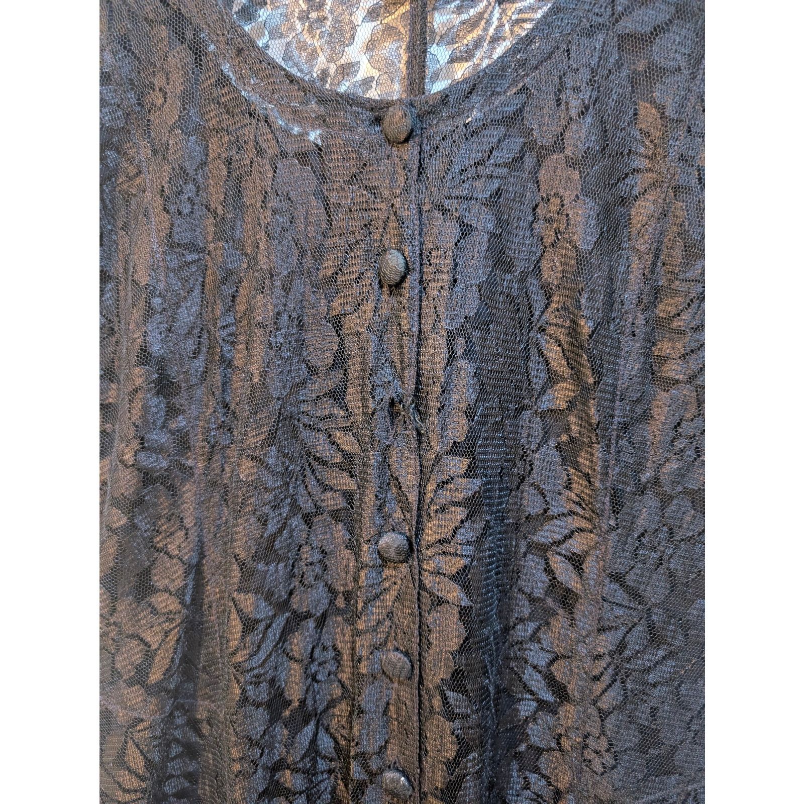 Tarina Tarantino Vintage 1990s Starina Floral Lace Alt Midi Dress MD (AS IN) Size M / US 6-8 / IT 42-44 - 4 Thumbnail
