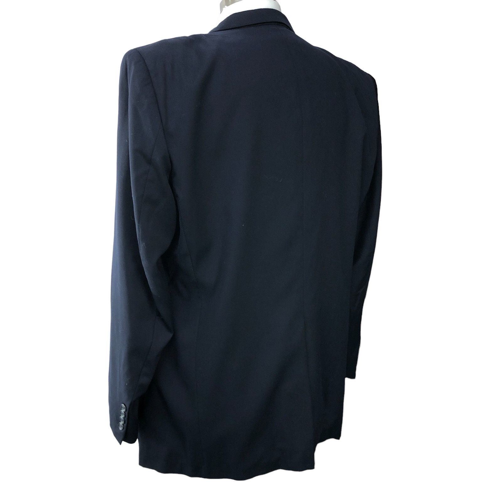 Burberry Burberrys Vintage Mens Size 48L Sport Coat Wool Navy 90s Size 48L - 7 Thumbnail