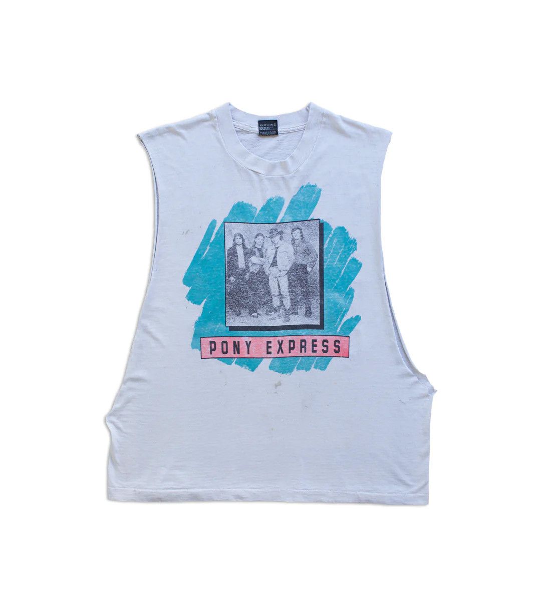Vintage 80's Vintage Pony Express Sleeveless T-Shirt Size US XL / EU 56 / 4 - 1 Thumbnail
