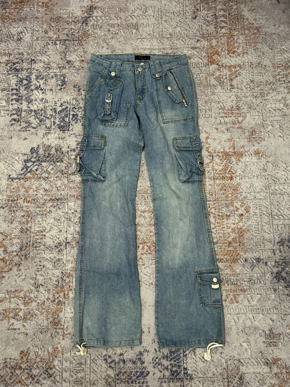 Japanese Brand Diva Cargo Multipocket Flare Jeans Size US 29 - 2 Thumbnail