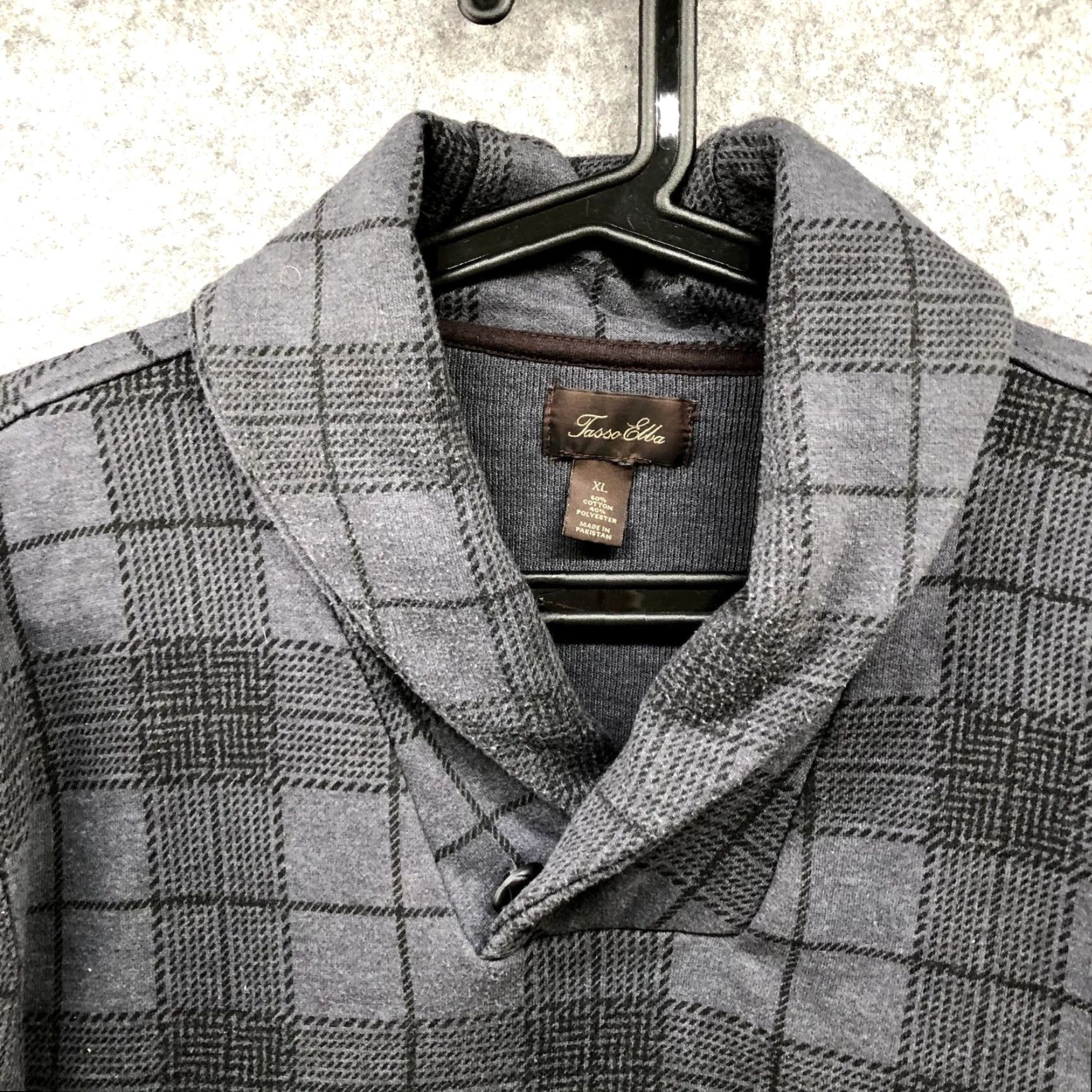 Tasso Elba VINTAGE Tasso Elba Mens Sweater Pullover XL Gray Plaid Fall Winter Cotton Blend Long Sleeve Collared Knit Casual Size US XL / EU 56 / 4 - 7 Thumbnail