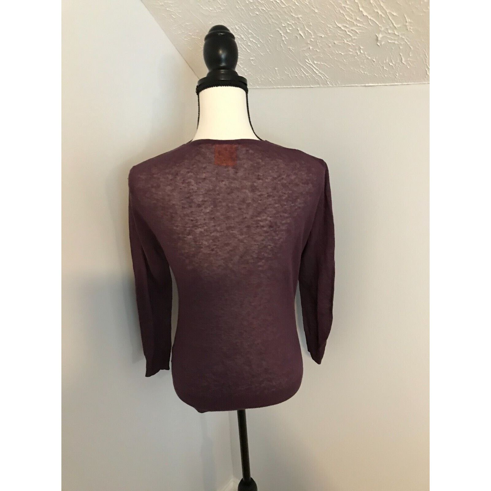 Tory Burch Tory Burch Purple Gold Button Front Linen Blend Cardigan Size S / US 4 / IT 40 - 3 Thumbnail