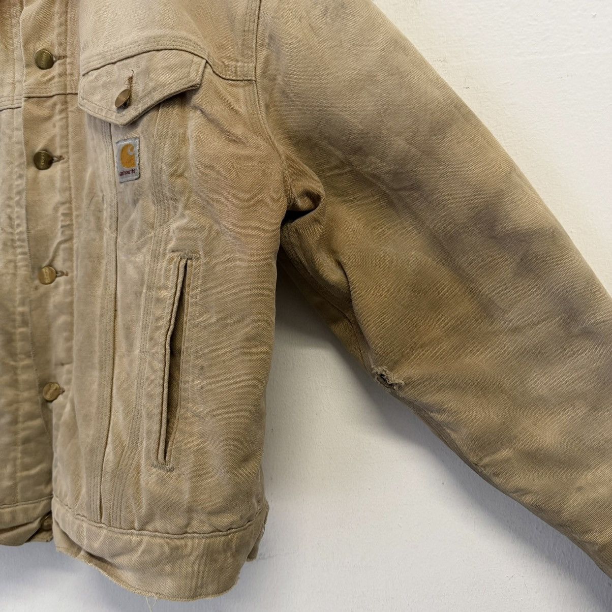 Carhartt Vintage Distressed Thrashed J09 BRN Holes Paint Jacket Size US L / EU 52-54 / 3 - 7 Thumbnail