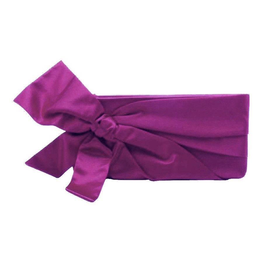 image of Valentino Garavani Valentino Satin Bow Evening Clutch in Rose, Women's