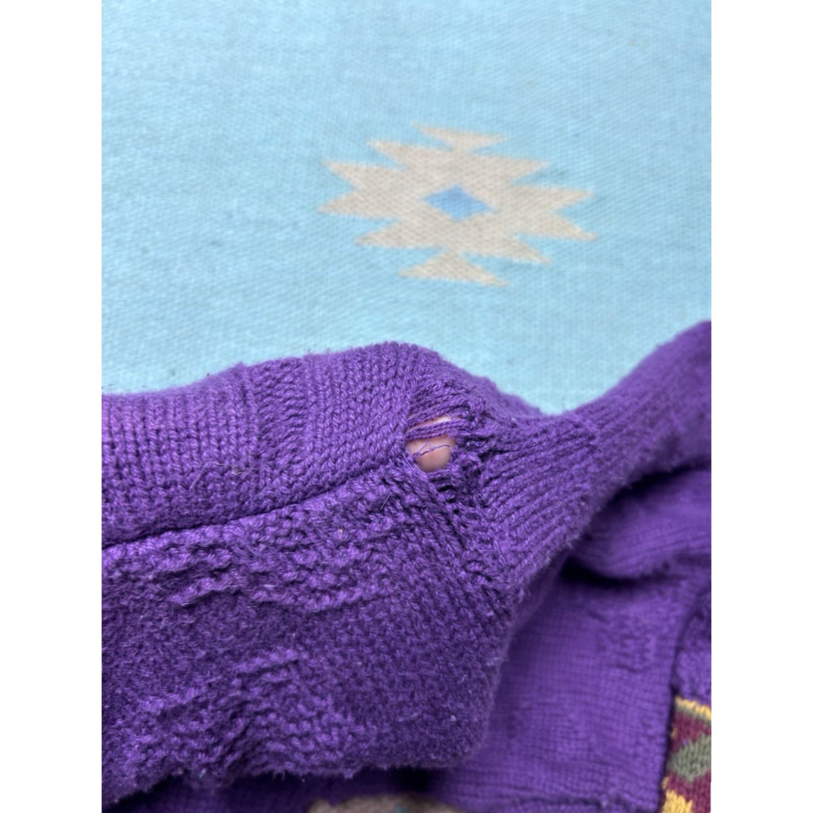 American Eagle Outfitters VINTAGE American Eagle knit sweater Icelandic Nordic purple women’s large Size L / US 10 / IT 46 - 6 Thumbnail