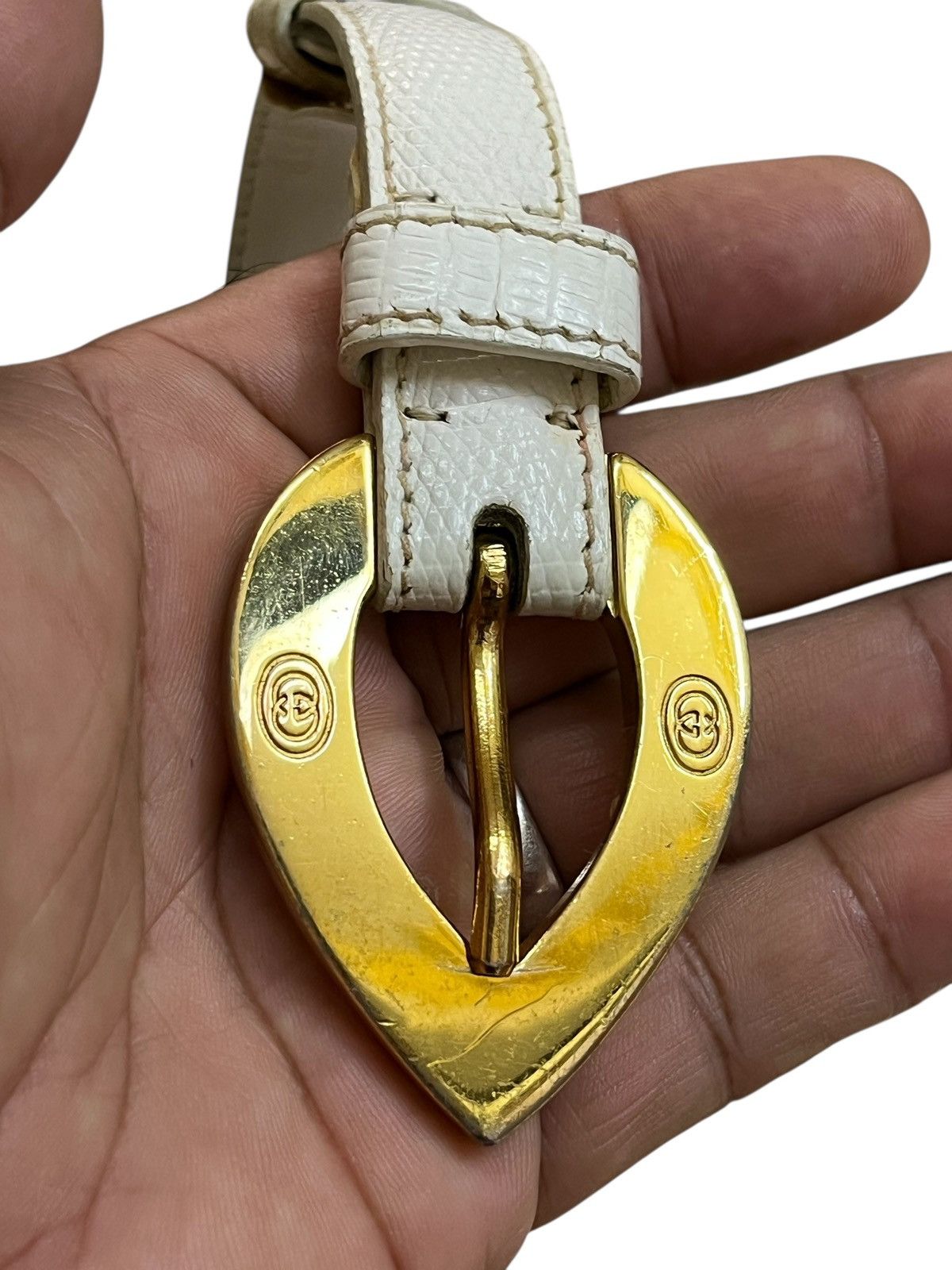 Gucci Rare🔥Vintage 80s GUCCI spade shaded buckle leather belt Size ONE SIZE - 3 Thumbnail